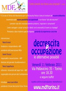 Decrescita e occupazione, oggi a Torino un dibattito sulle alternative