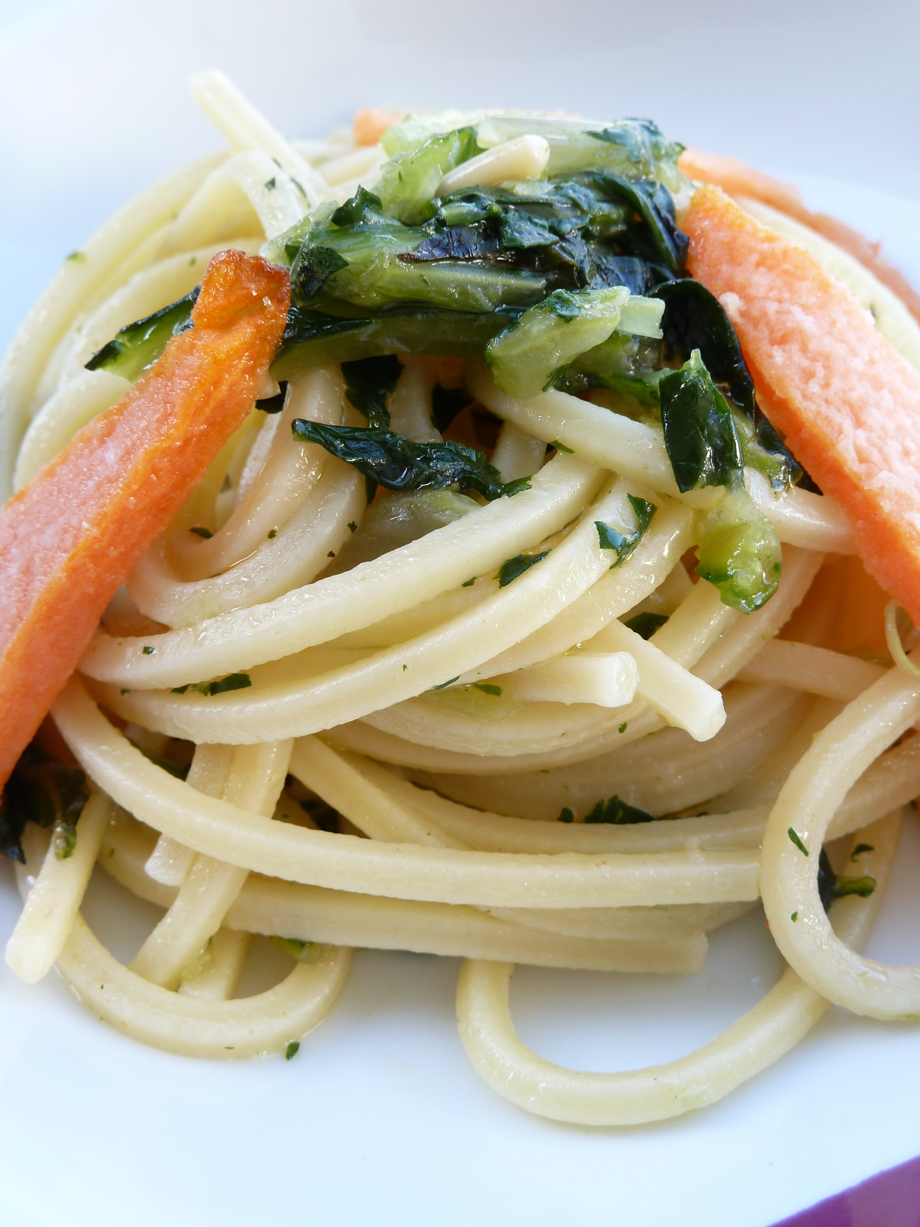 Spaghetti alla chitarra con catalogna e zucca