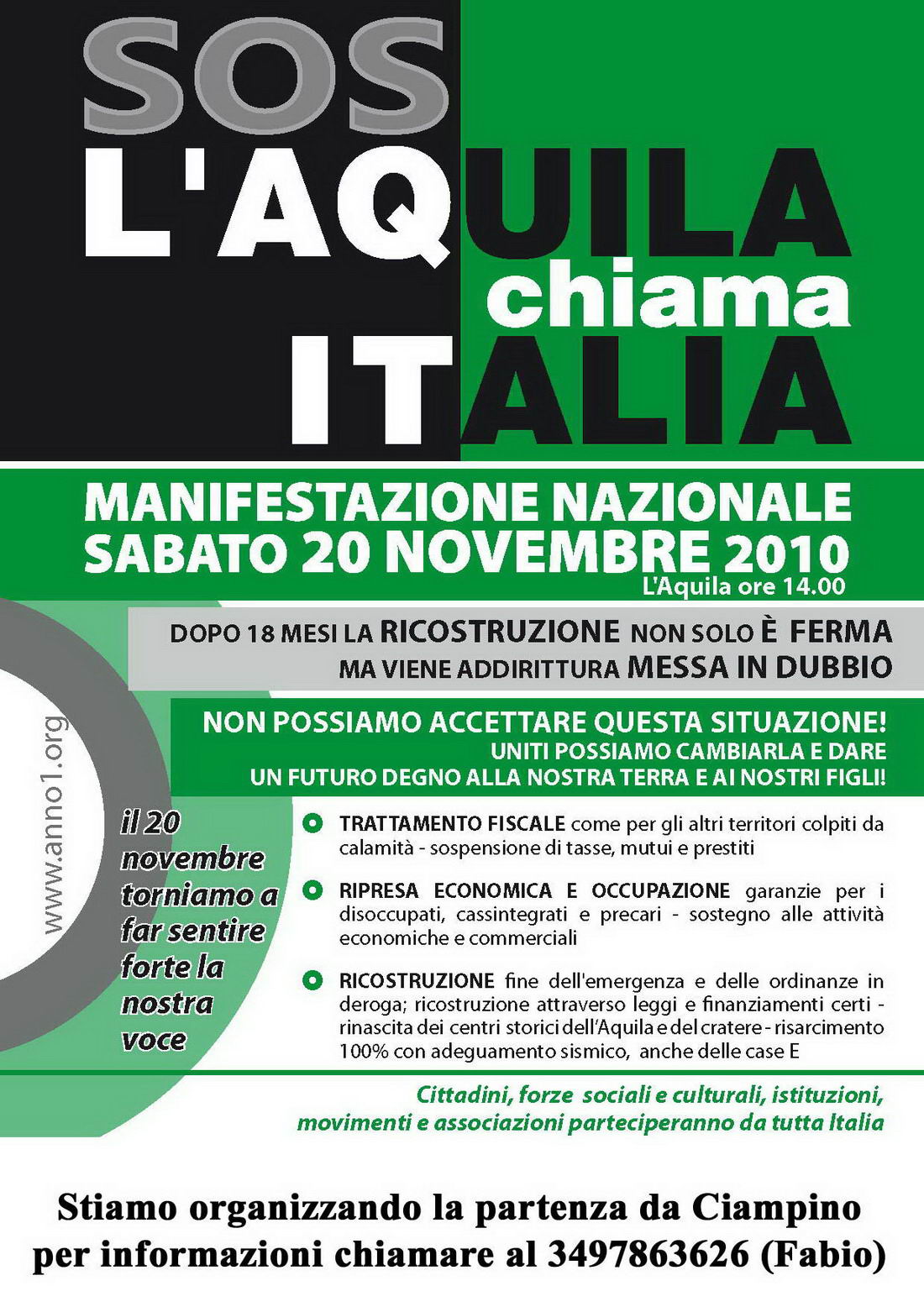 L'Aquila chiama Italia, sabato 20 novembre manifestazione nazionale