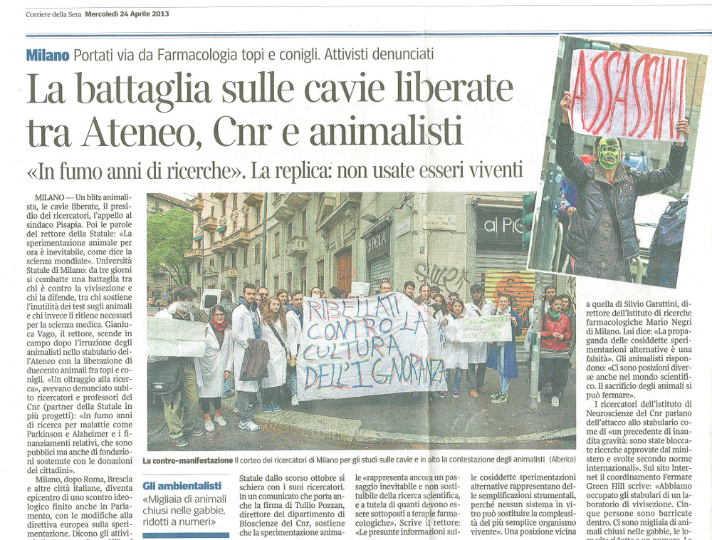 Se l'animalista non è uno di noi. Vivisezione e (s)corretta informazione